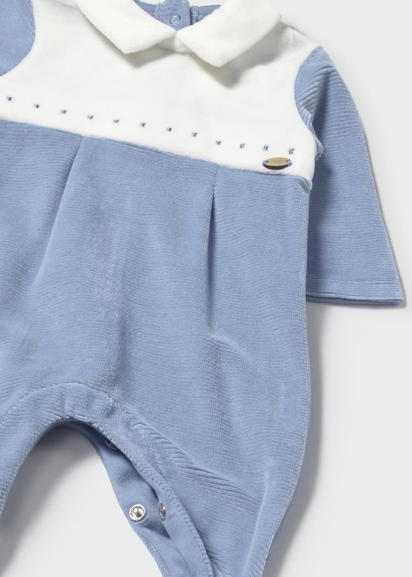 Mayoral Baby Blue Velour One Piece