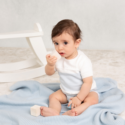 Boys Pointelle Contrast Knit Romper