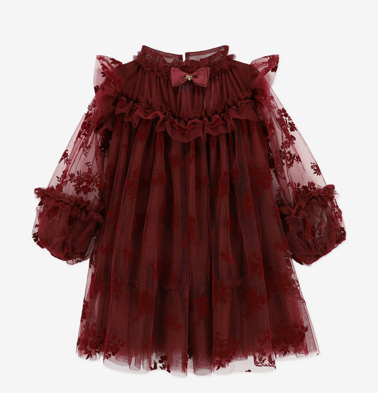 Girls Nadiya Burgundy Tulle Dress