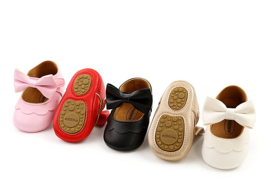 Bow Leatherette Anti-Slip Baby Crib Shoes