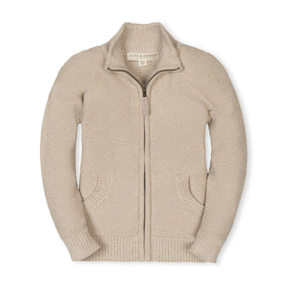 Organic Full Zip Mock Neck Sweater