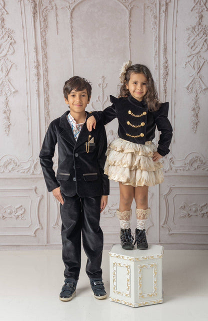 Black Velour Boy's Blazer