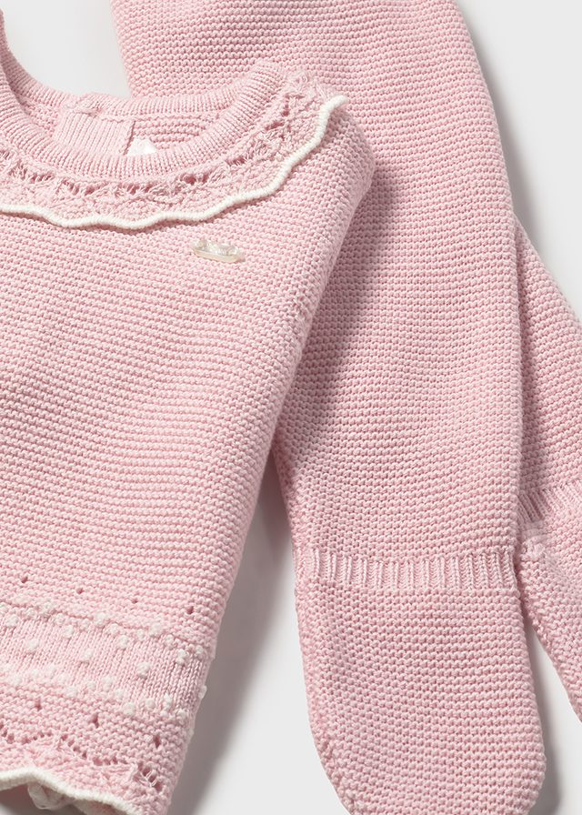Mayoral Baby Knit w Hat - Cuarzo Pink