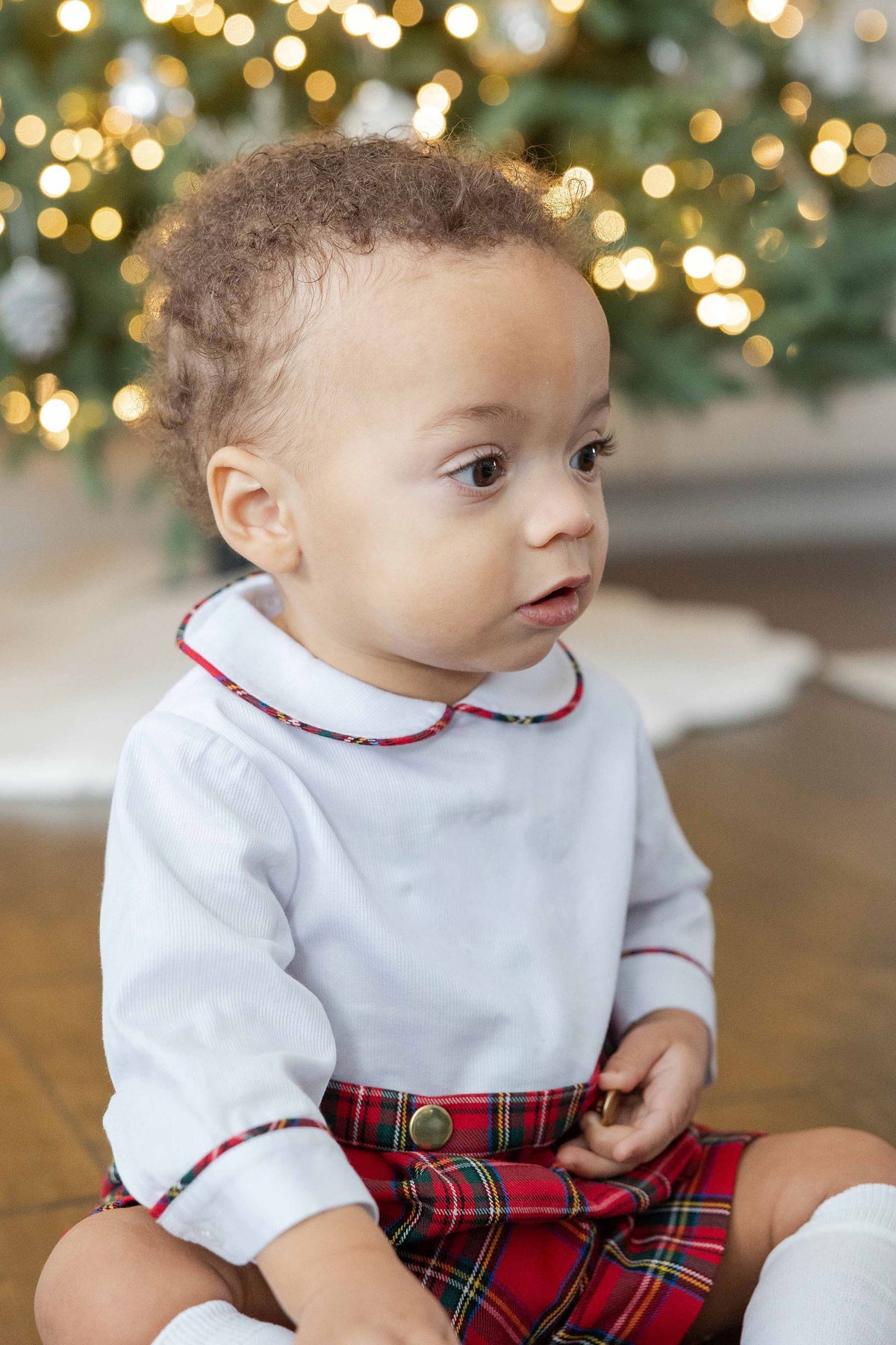 Pique & Plaid Long Sleeve Shortall