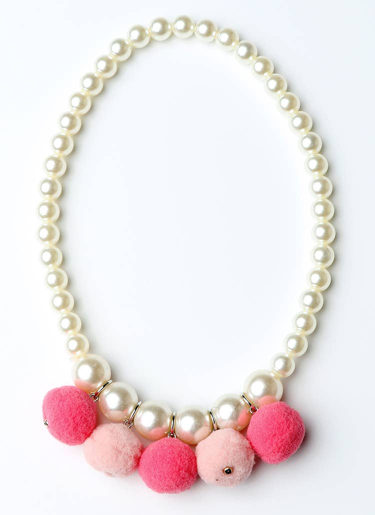 Pink/Hot Pink Pom Pom Necklace