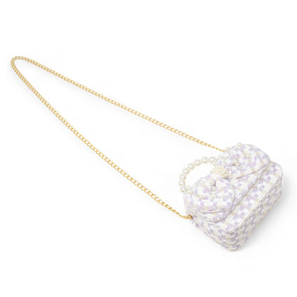 Girls Tweed Jumbo Pearl Bow Handbag