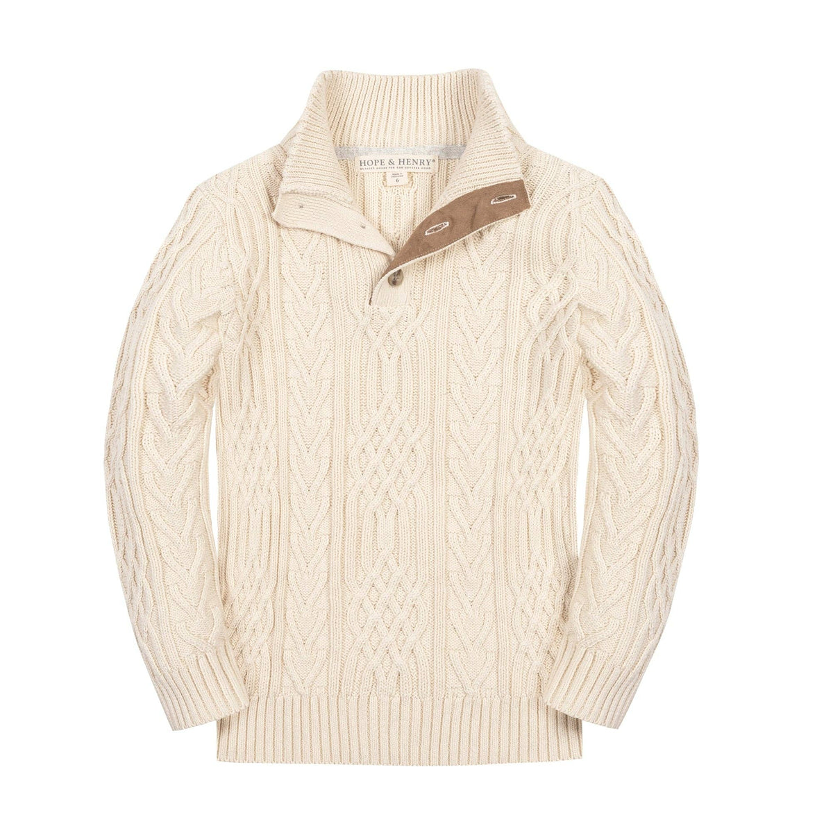Organic Mock Neck Cable Sweater