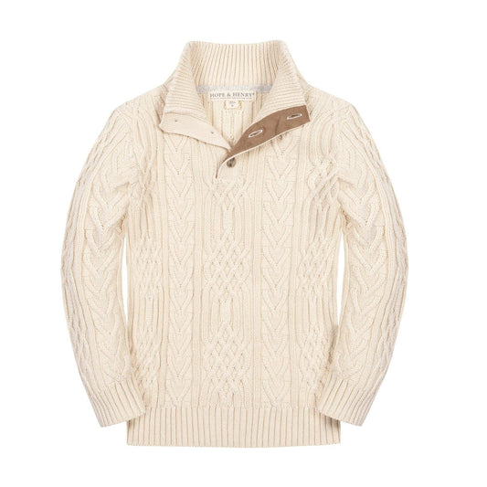 Organic Mock Neck Cable Sweater