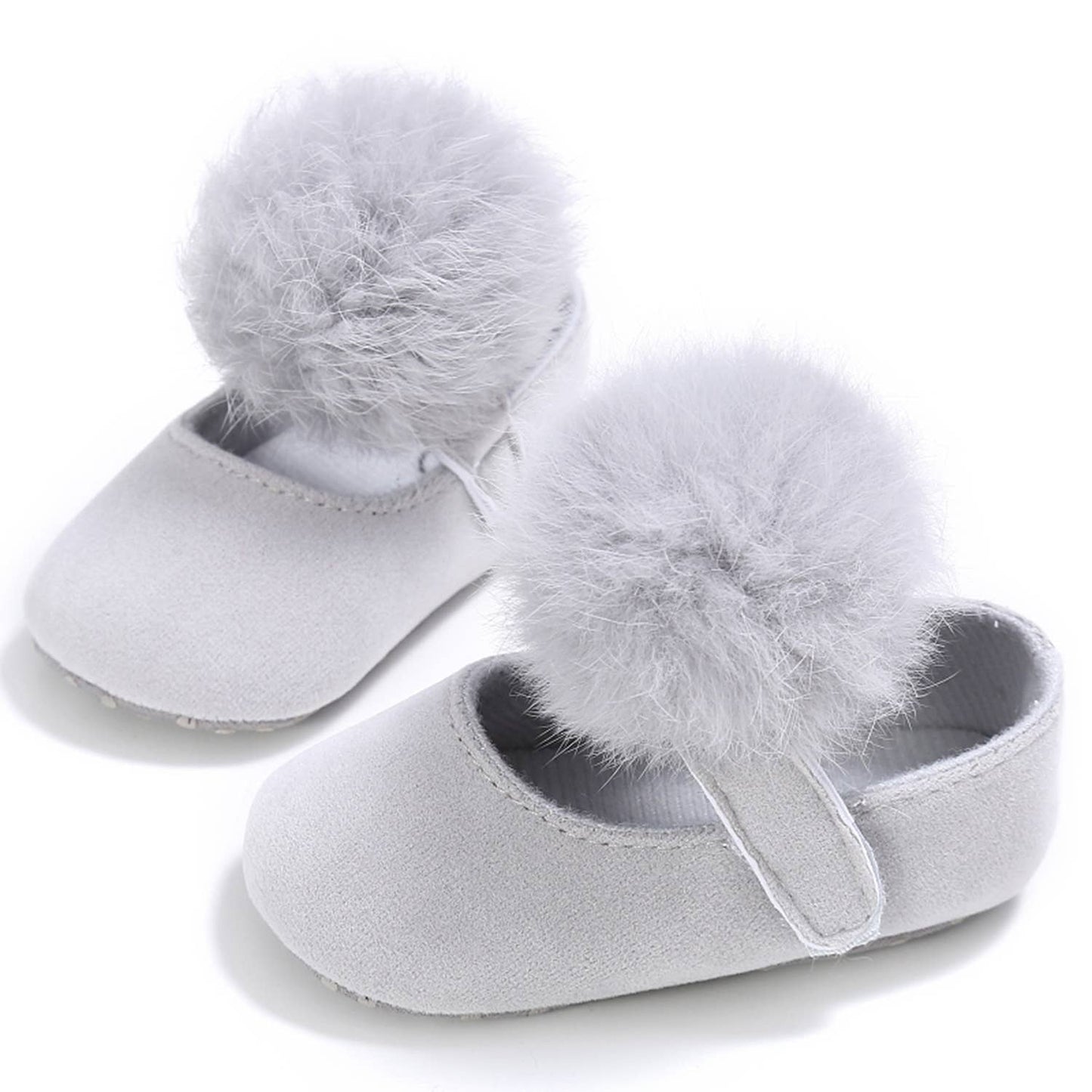 Pom Pom Fur Ballet Soft Sole Anti-Ship Baby Crib Shoes