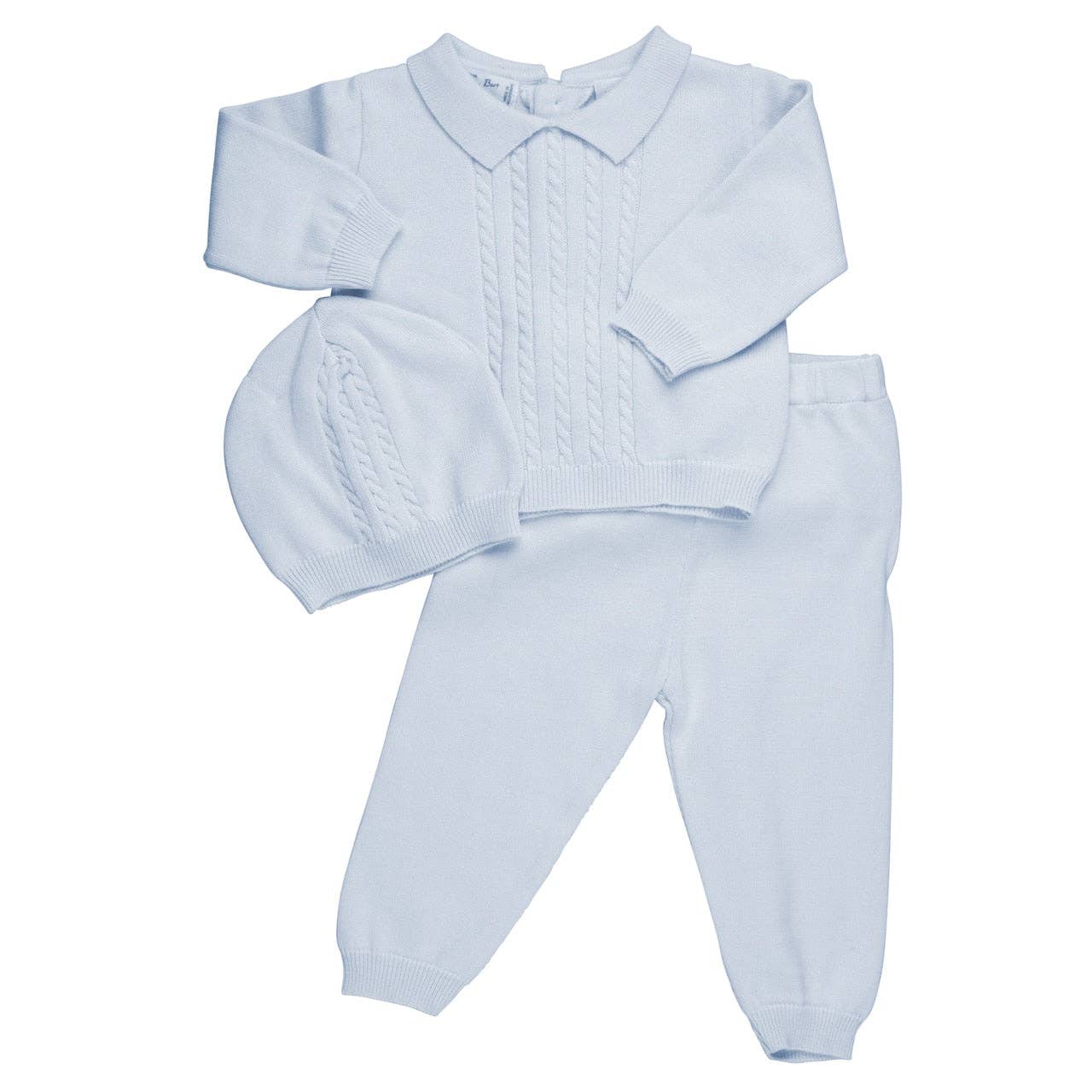 Baby Boy Cable Knit Two Piece with Hat