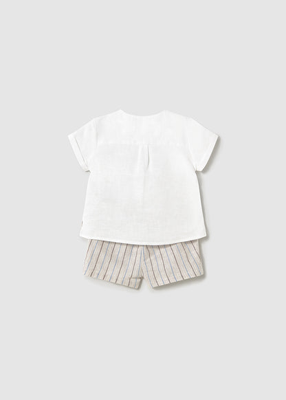 Mayoral- Baby Cream Linen/Stripe Short Set