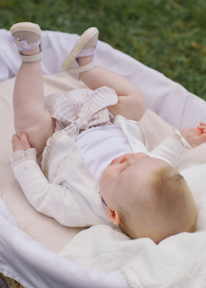 Mayoral- Cream Stripe Bloomer 3Pc Set