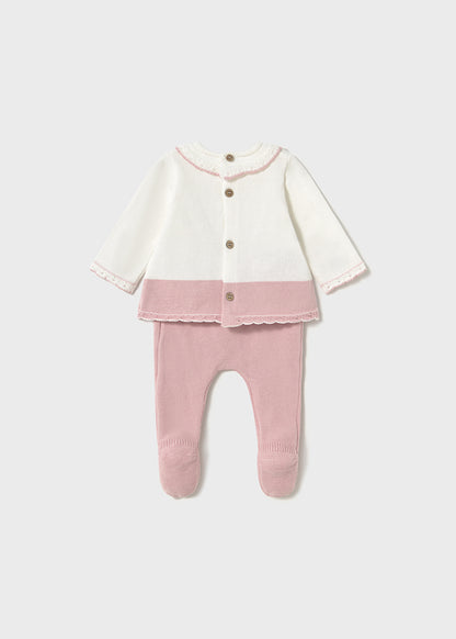 Mayoral- Sakura Pink Embroidered Long Knit Set