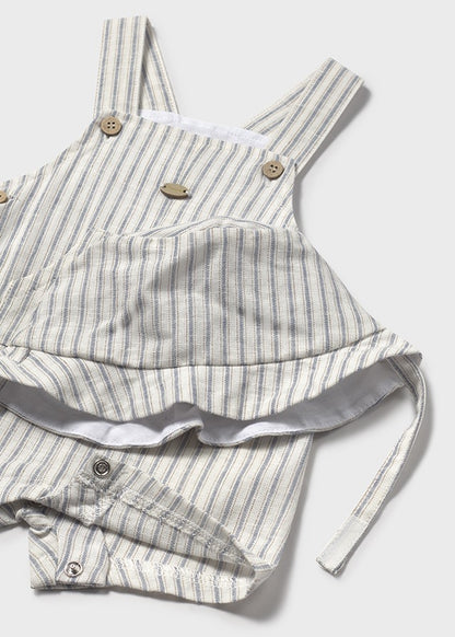 Mayoral- Boys Cream Striped Overall/Hat