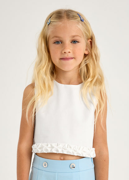 Mayoral- Crudo White Floral Detailed Top
