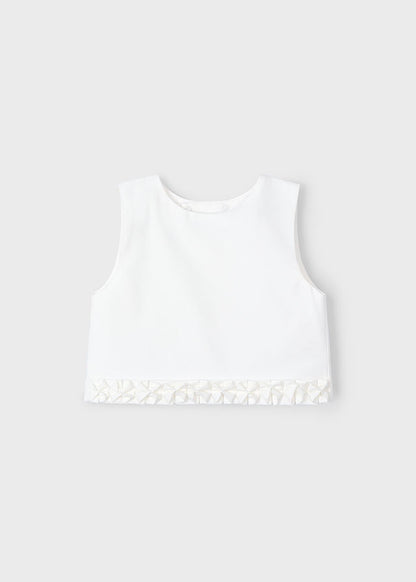 Mayoral- Crudo White Floral Detailed Top