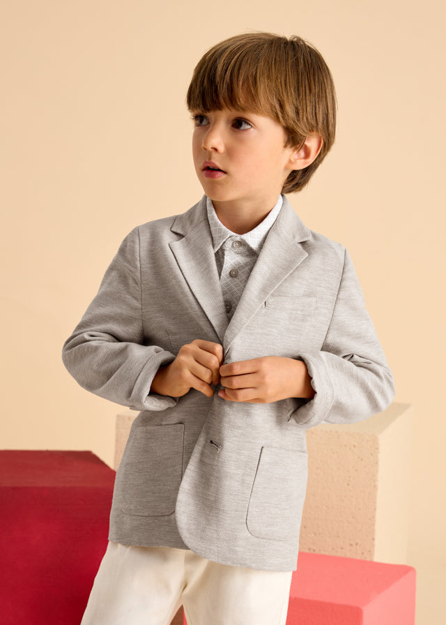 Mayoral-Beige Linen Boy Blazer