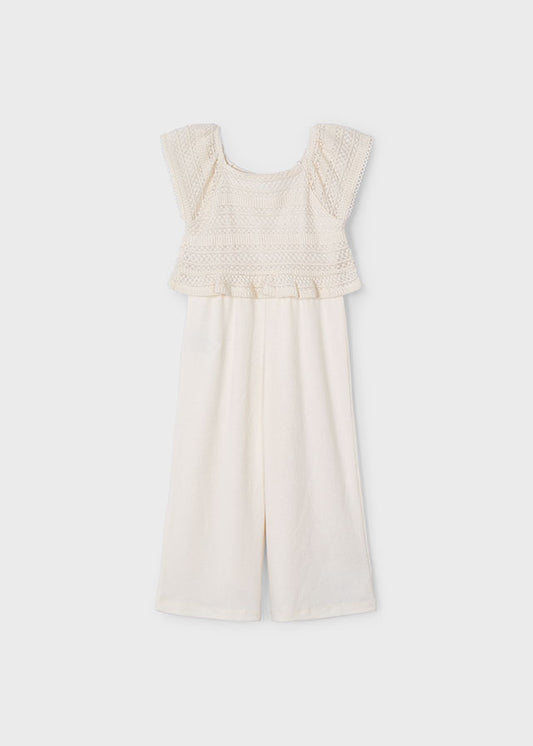 Mayoral- Beige Lace Jumpsuit