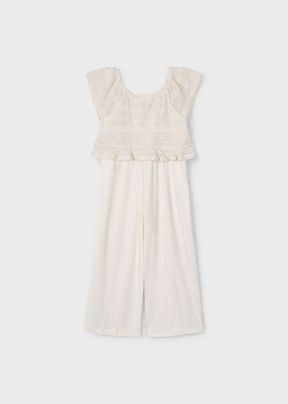 Mayoral- Beige Lace Jumpsuit