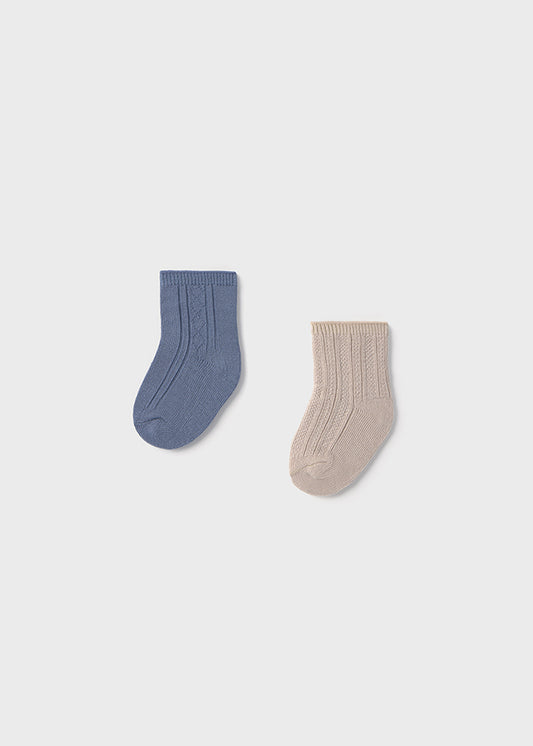 Mayoral- Cream & Rivera Blue Sock Set