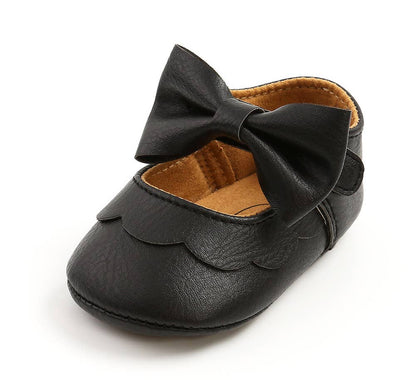 Bow Leatherette Anti-Slip Baby Crib Shoes