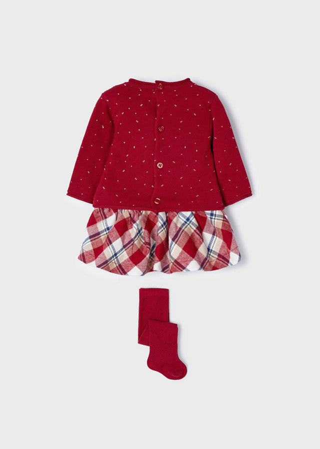 Mayoral- Shirt and Plaid skirt- 3 Piece Sweater Skirt Set