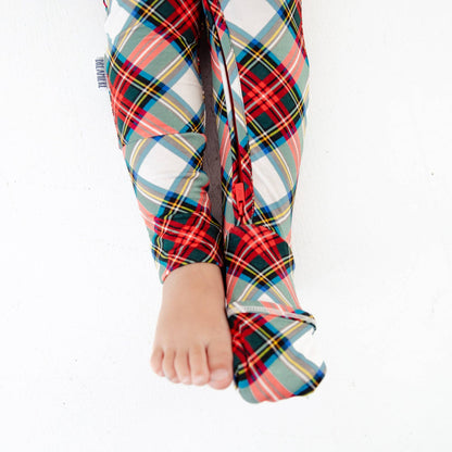 Prancer's Plaid Christmas Holiday Bamboo Convertible Footie