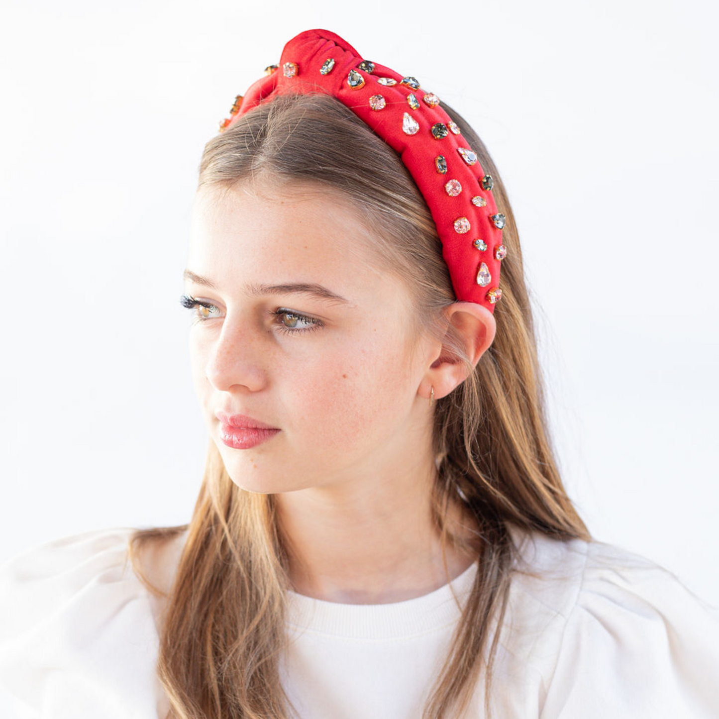 Holiday Kid and Tween Red Velvet Jeweled Knotted Headband