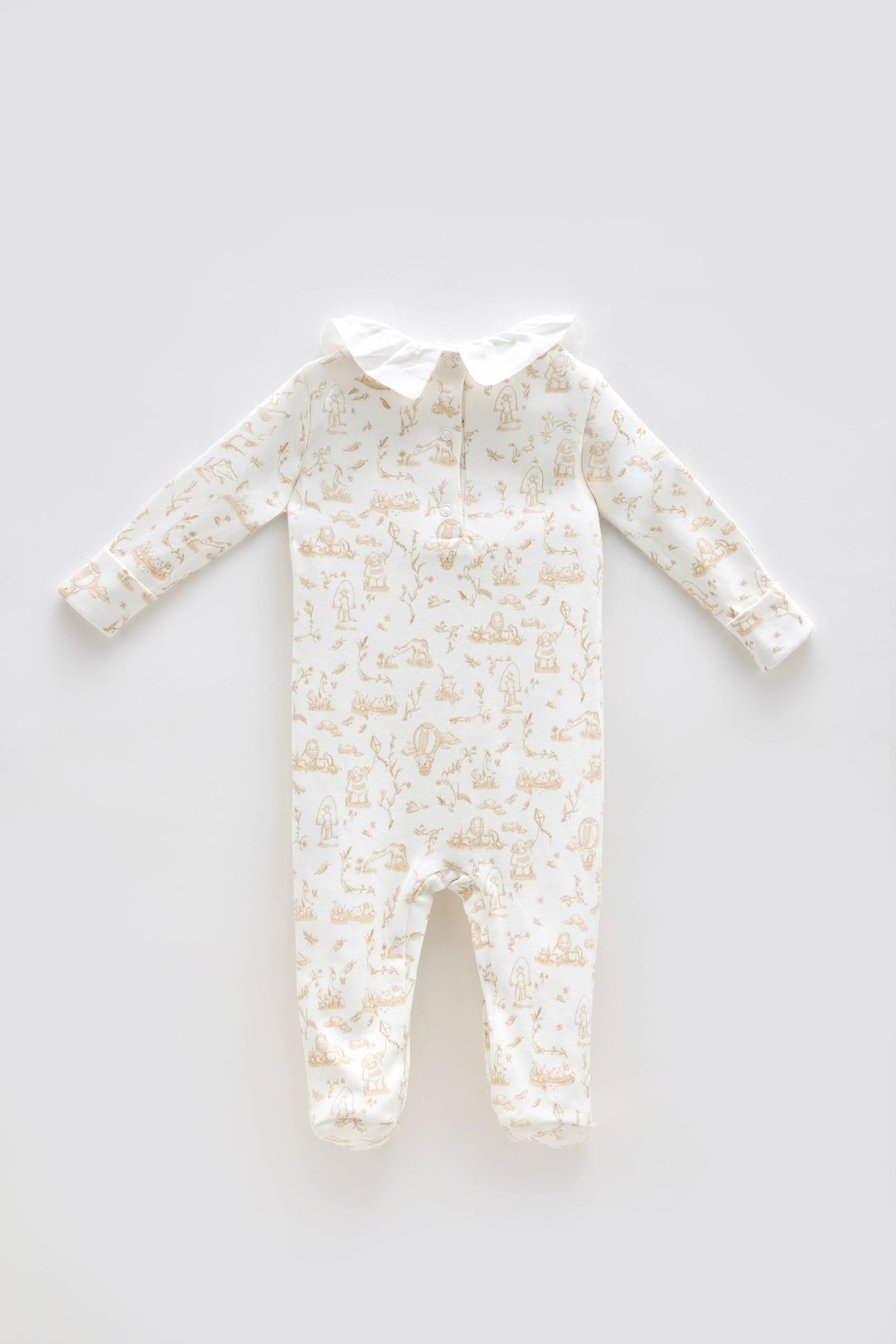 Baby Footed Onesie - Toile De Jouy/Beige