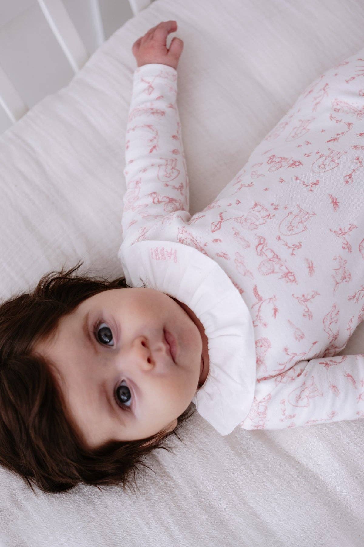Toile de Jouy Pink- Baby Footed Onesie