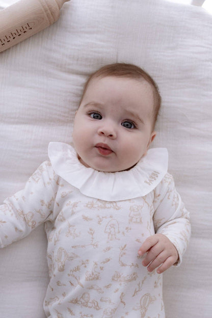 Baby Footed Onesie - Toile De Jouy/Beige