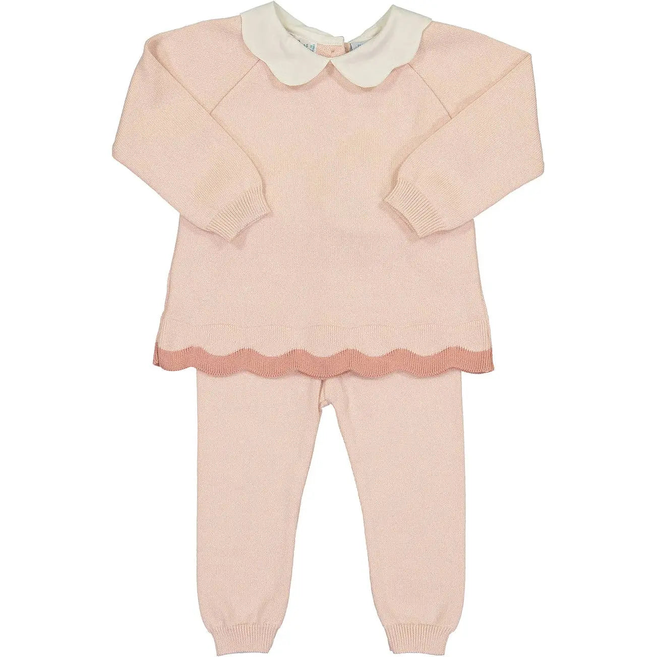Scalloped Pink Girls Knit Set