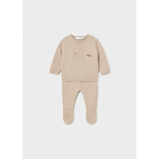 Elephant Oatmeal Knit Layette Set