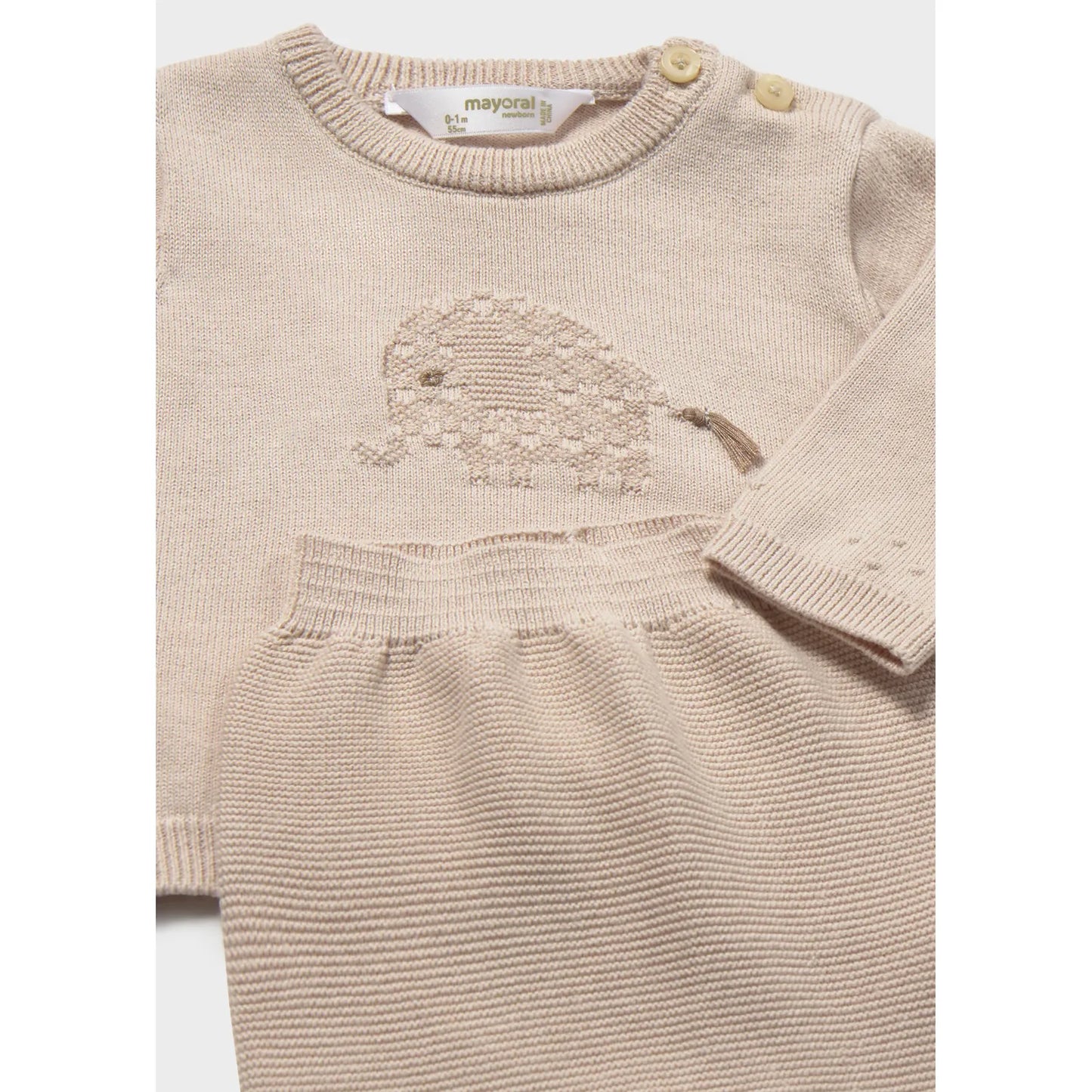 Elephant Oatmeal Knit Layette Set