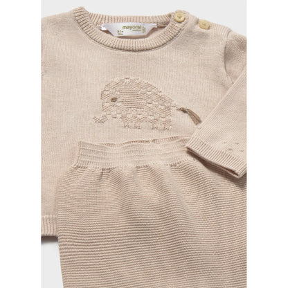 Elephant Oatmeal Knit Layette Set