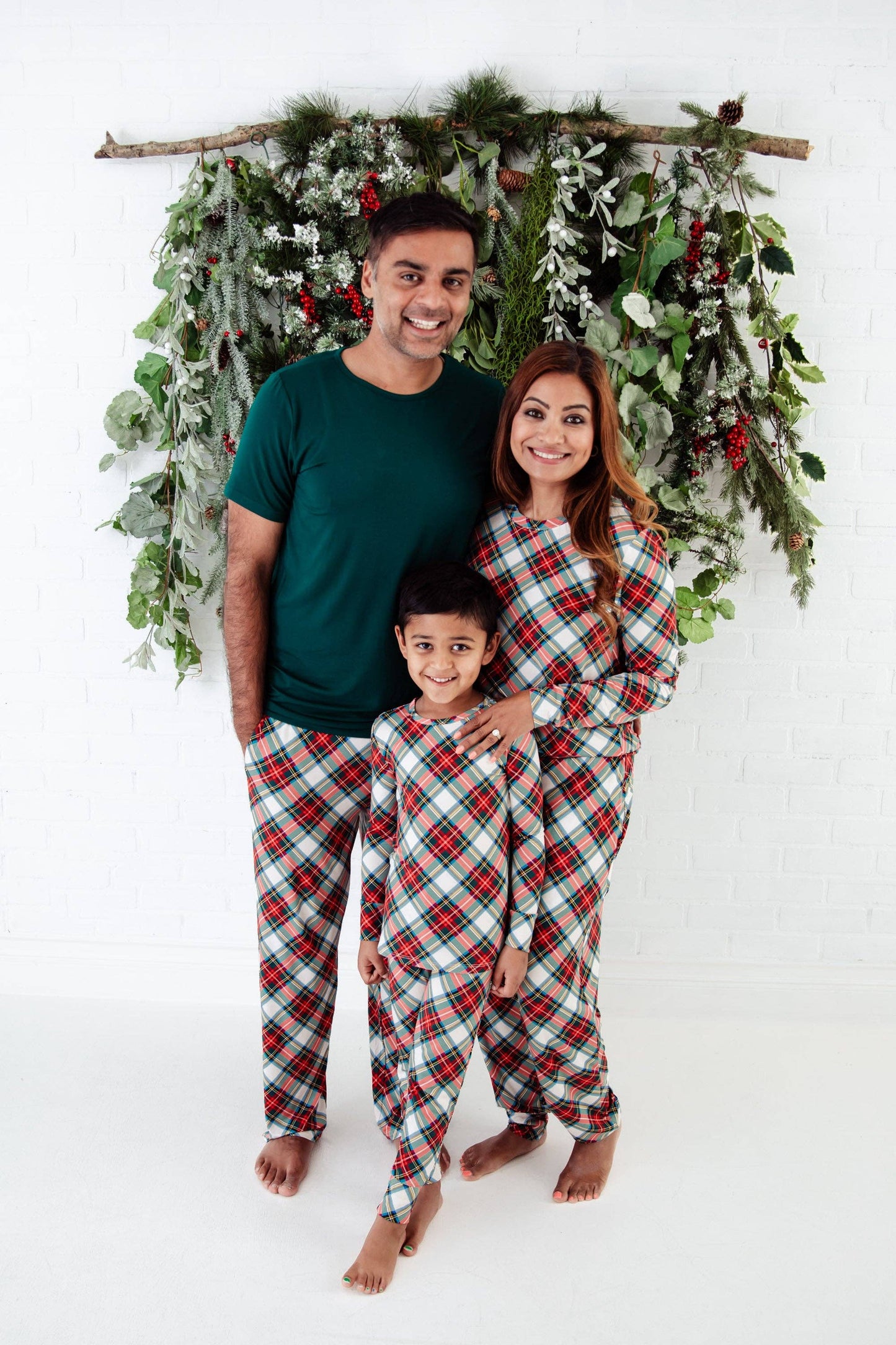 Prancer's Plaid Christmas Holiday Bamboo Two Piece Pajamas Set