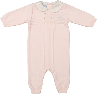 Baby Girls & Boys Diamond Lattice Knit Longall Footie