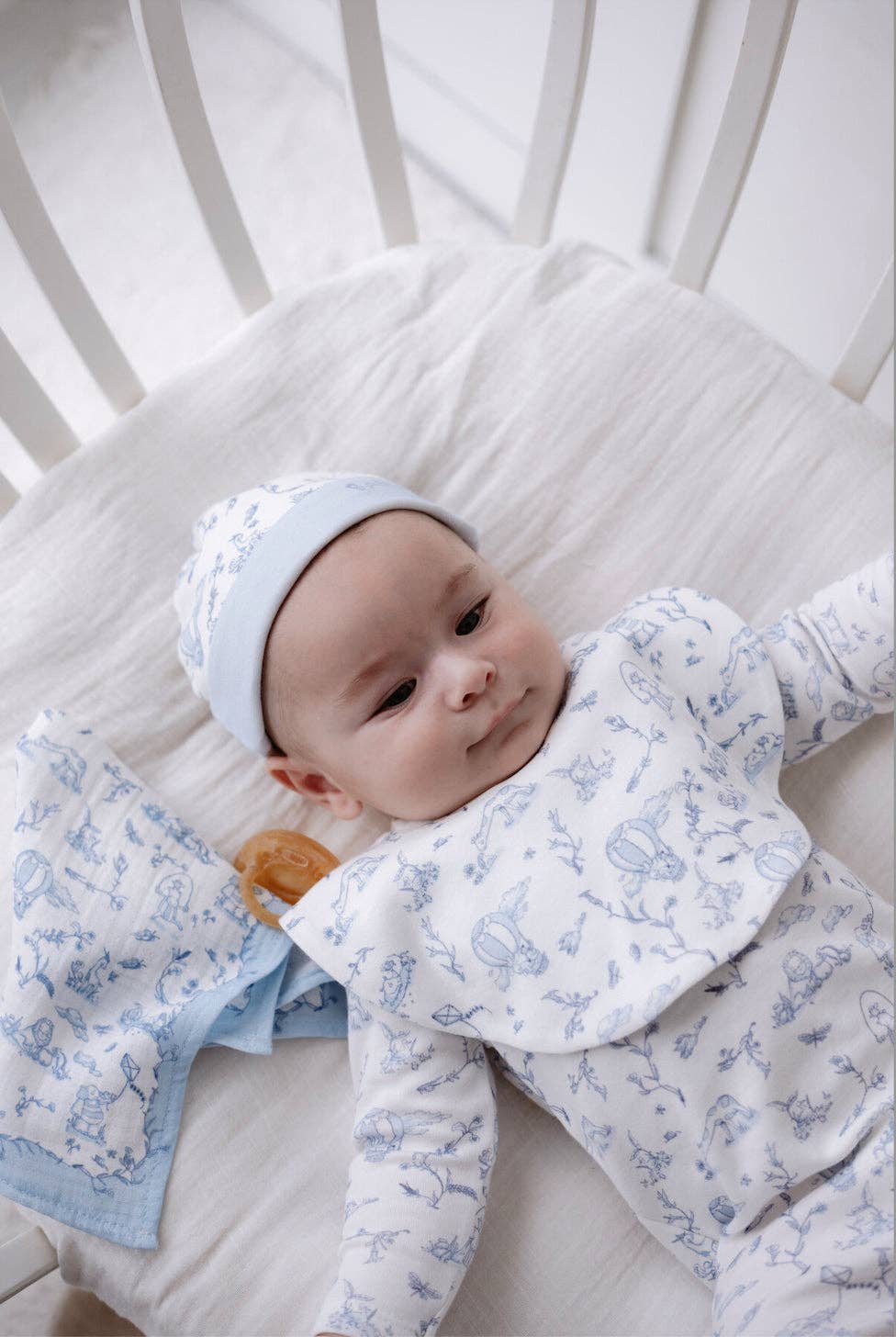 Toile de Jouy/Blue (G Box) -Newborn Gift Set – 5 Pc Cotton