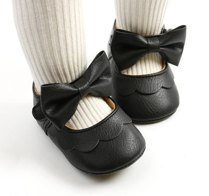 Bow Leatherette Anti-Slip Baby Crib Shoes