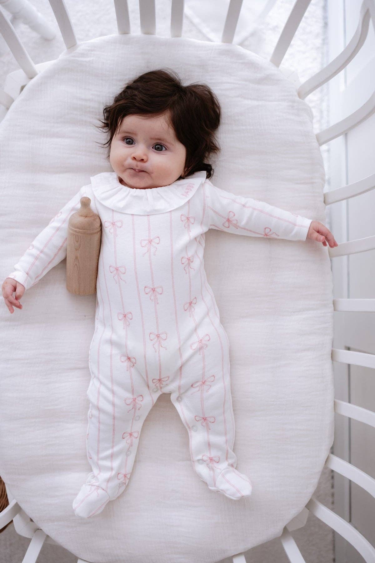 Baby Footed Onesie - Ribbon/Pink