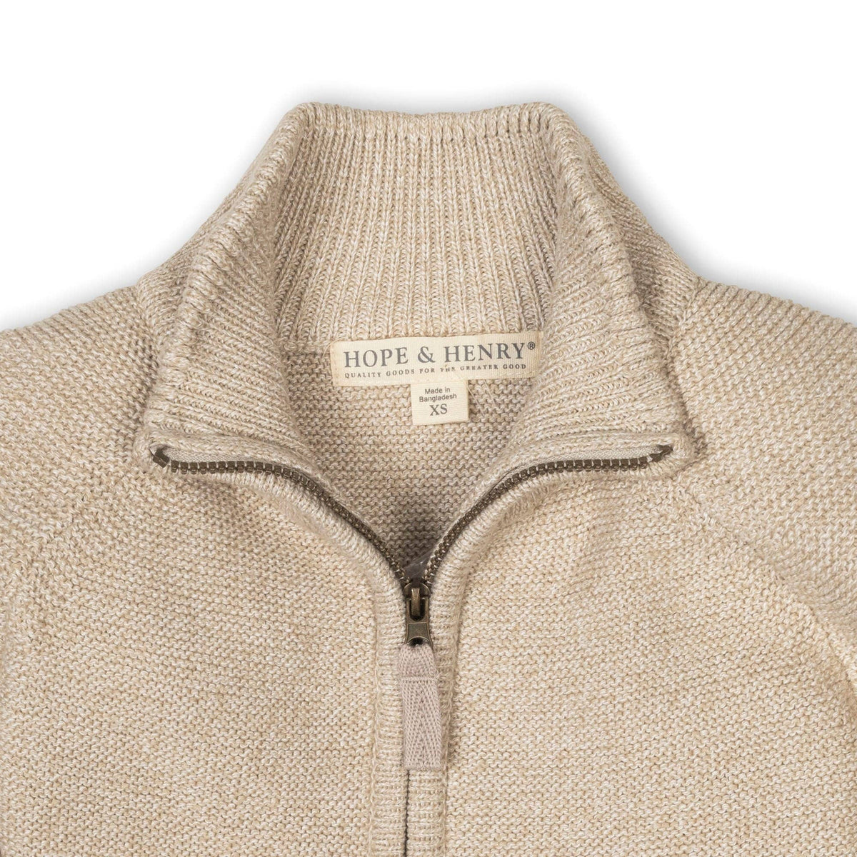 Organic Full Zip Mock Neck Sweater