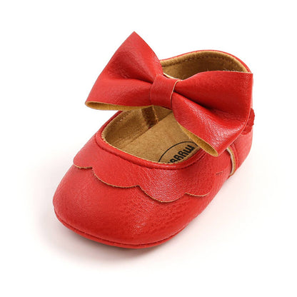 Bow Leatherette Anti-Slip Baby Crib Shoes