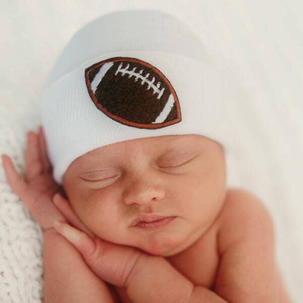 Chenille Football Newborn Boy Hat Hospital Hat- Many Colors