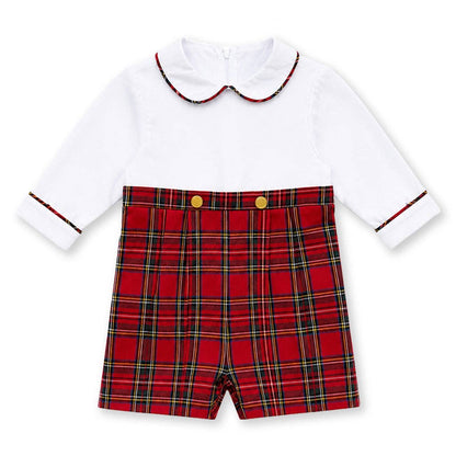 Pique & Plaid Long Sleeve Shortall