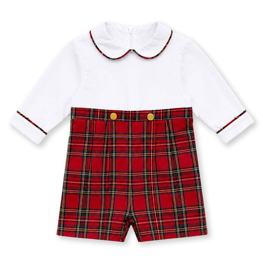 Pique & Plaid Long Sleeve Shortall