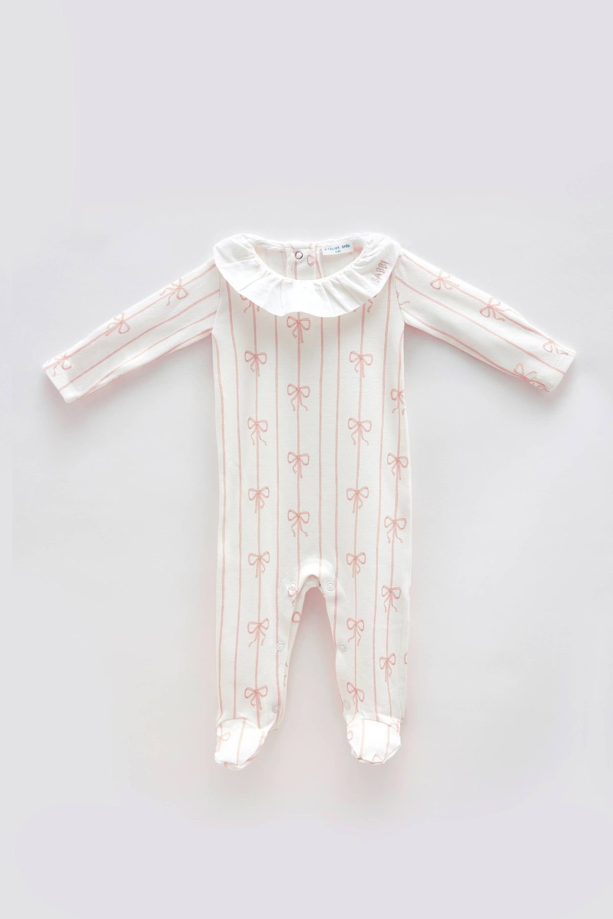 Baby Footed Onesie - Ribbon/Pink