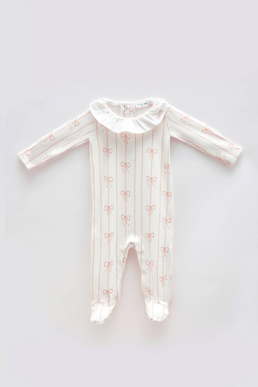 Baby Footed Onesie - Ribbon/Pink