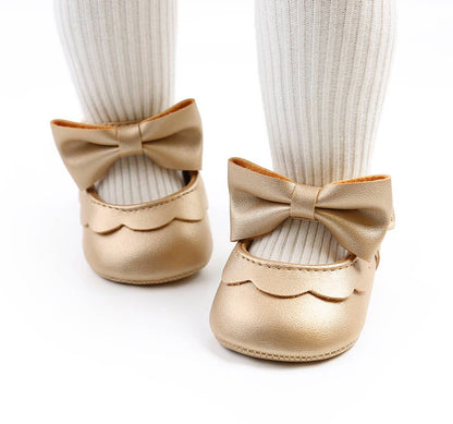 Bow Leatherette Anti-Slip Baby Crib Shoes