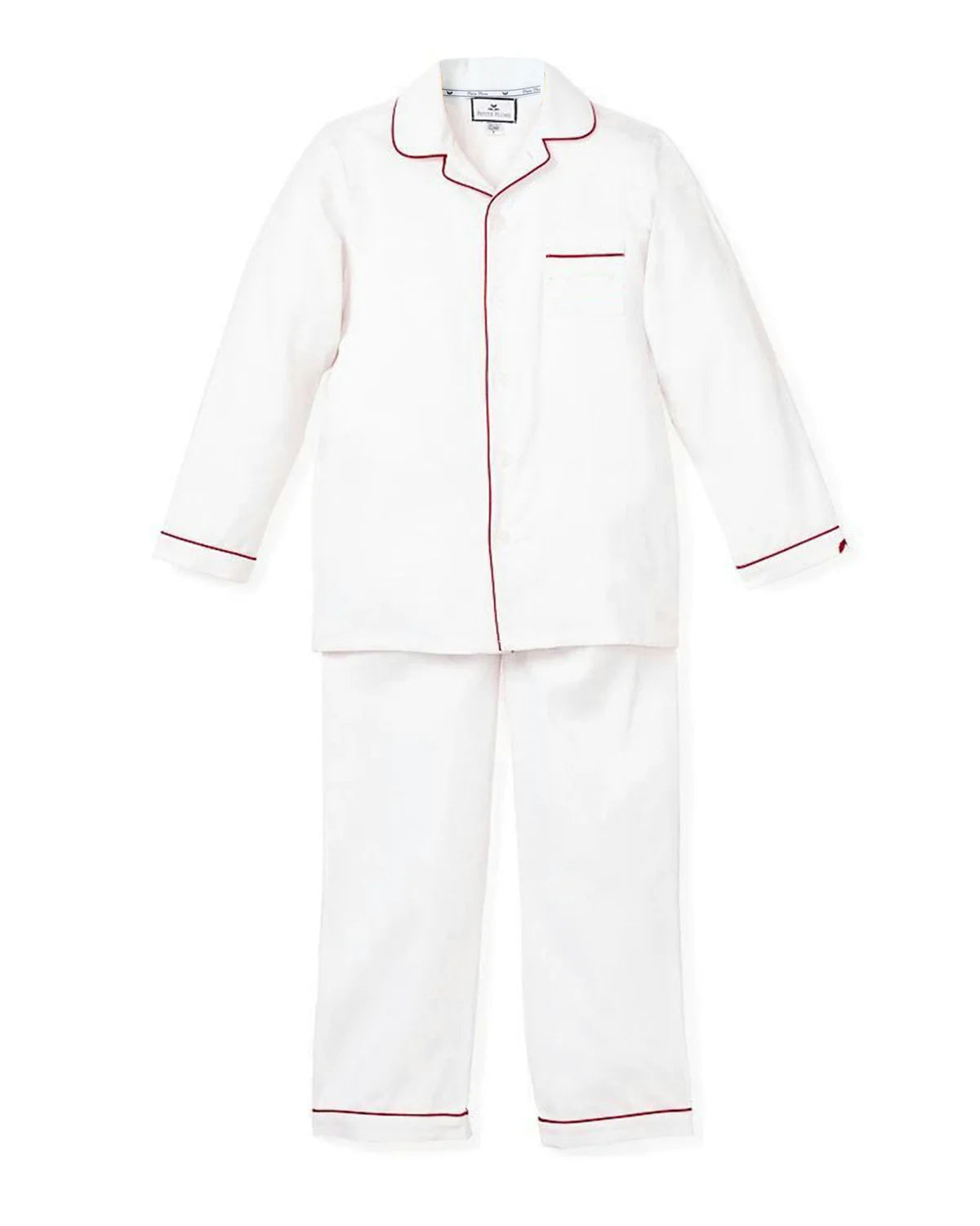 Twill White Pajamas with Red Piping