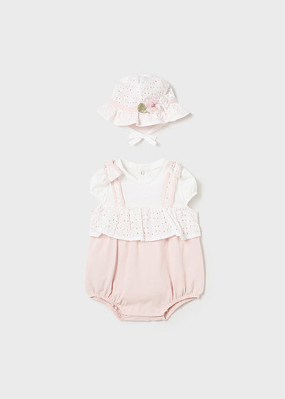 Blush Embroidered Overall/Hat